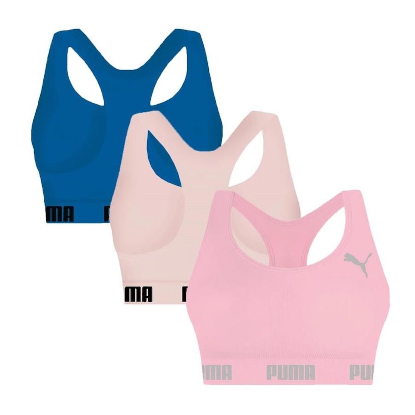 Kit 3x Tops Fitness Puma Nadador sem Costura - Feminino - Foto 2