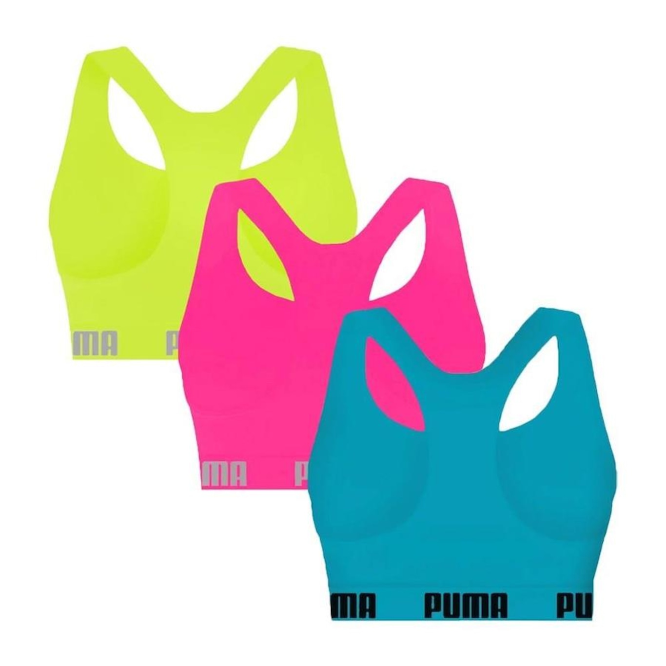 Kit 3x Tops Fitness Puma Nadador sem Costura - Feminino - Foto 2