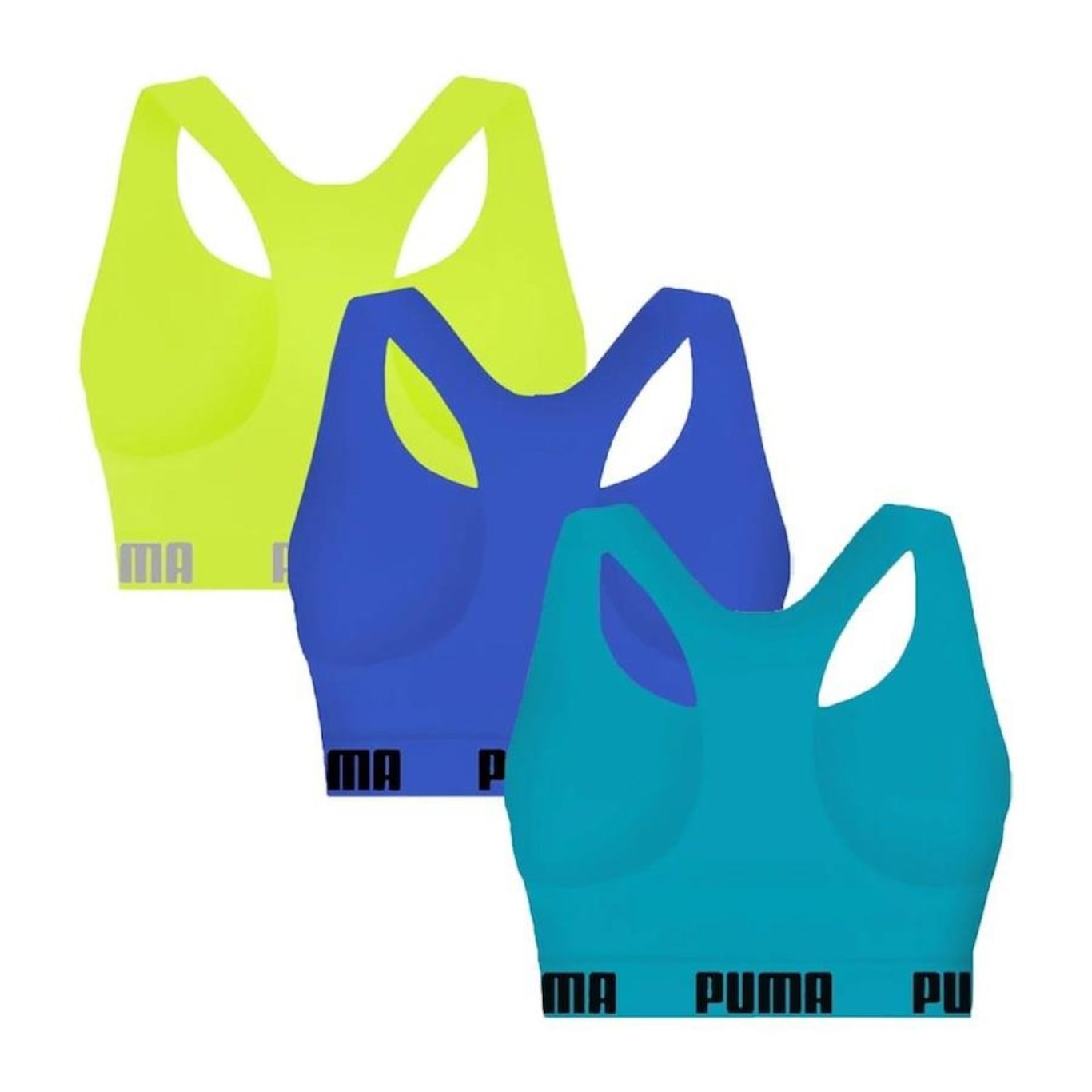 Kit 3x Tops Fitness Puma Nadador sem Costura - Feminino - Foto 2