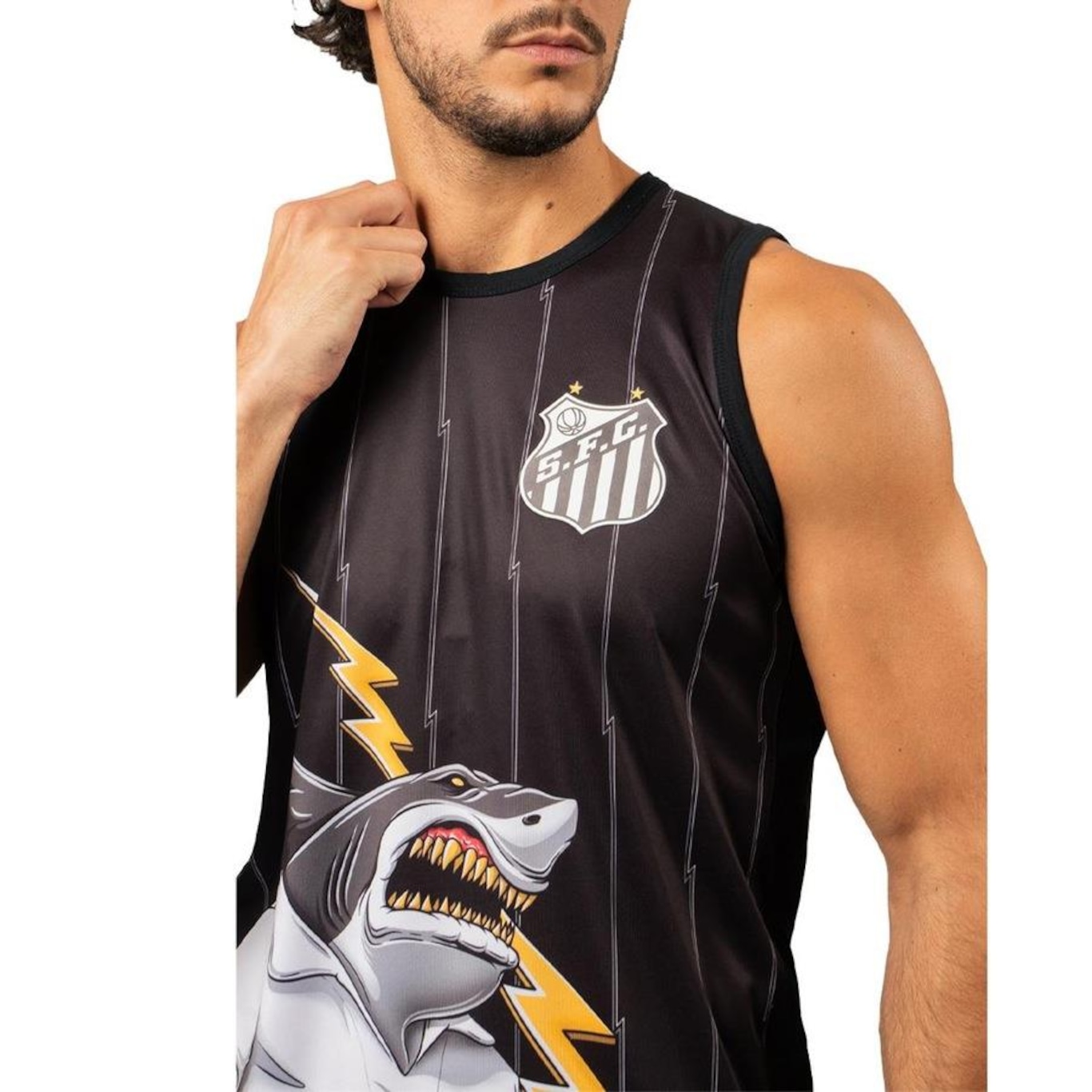 Camiseta Regata do Santos Surf Center Oficial Tubarão - Masculina - Foto 6