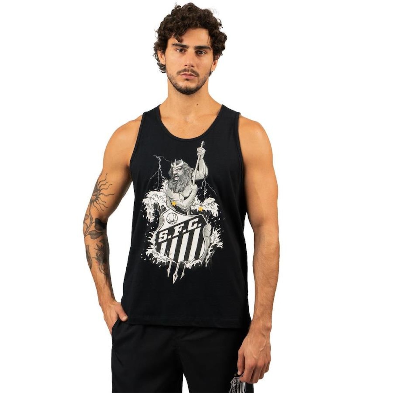 Camiseta Regata do Santos Surf Center Oficial Netuno - Masculina - Foto 1