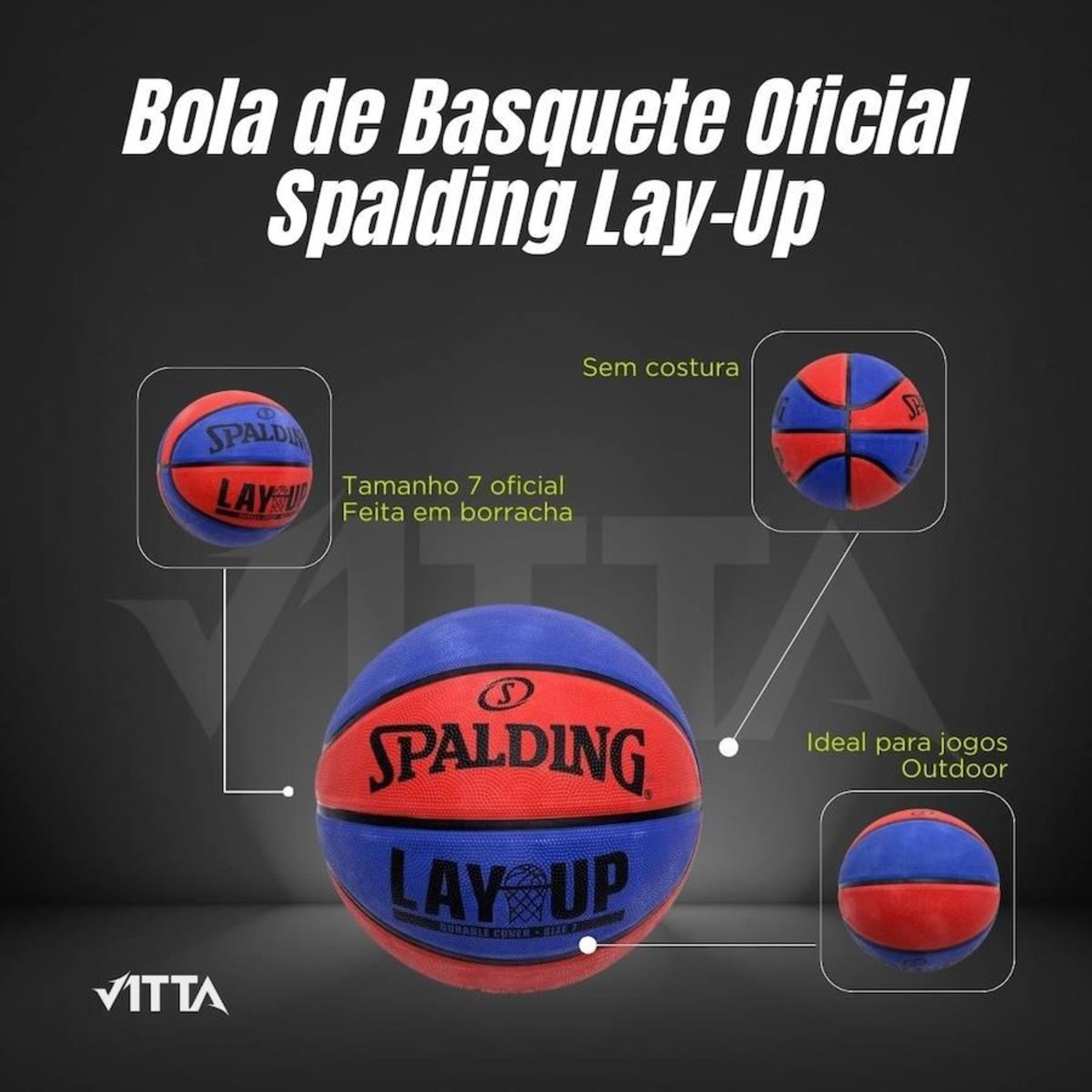 Bola de Basquete Oficial Spalding Lay-Up Outdoor - Foto 6