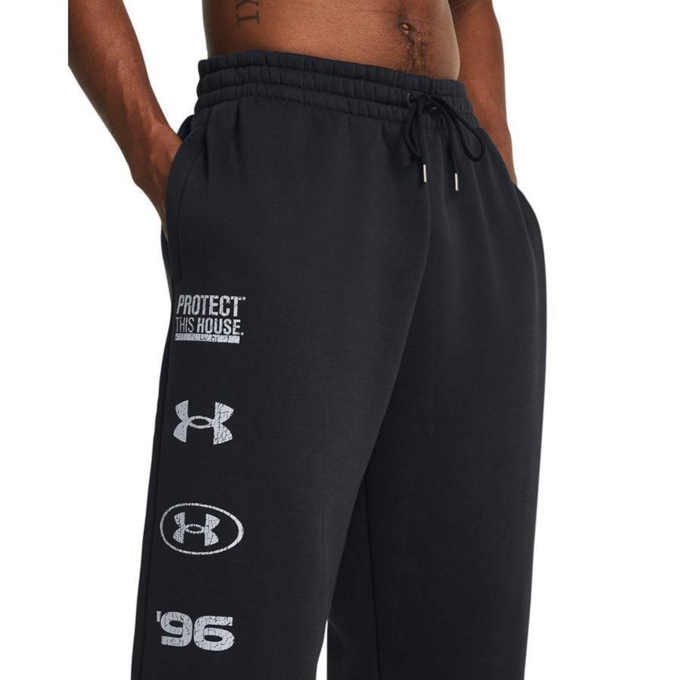 Calça Fleece Under Armour Essential Icon Puddle - Masculina - Foto 4