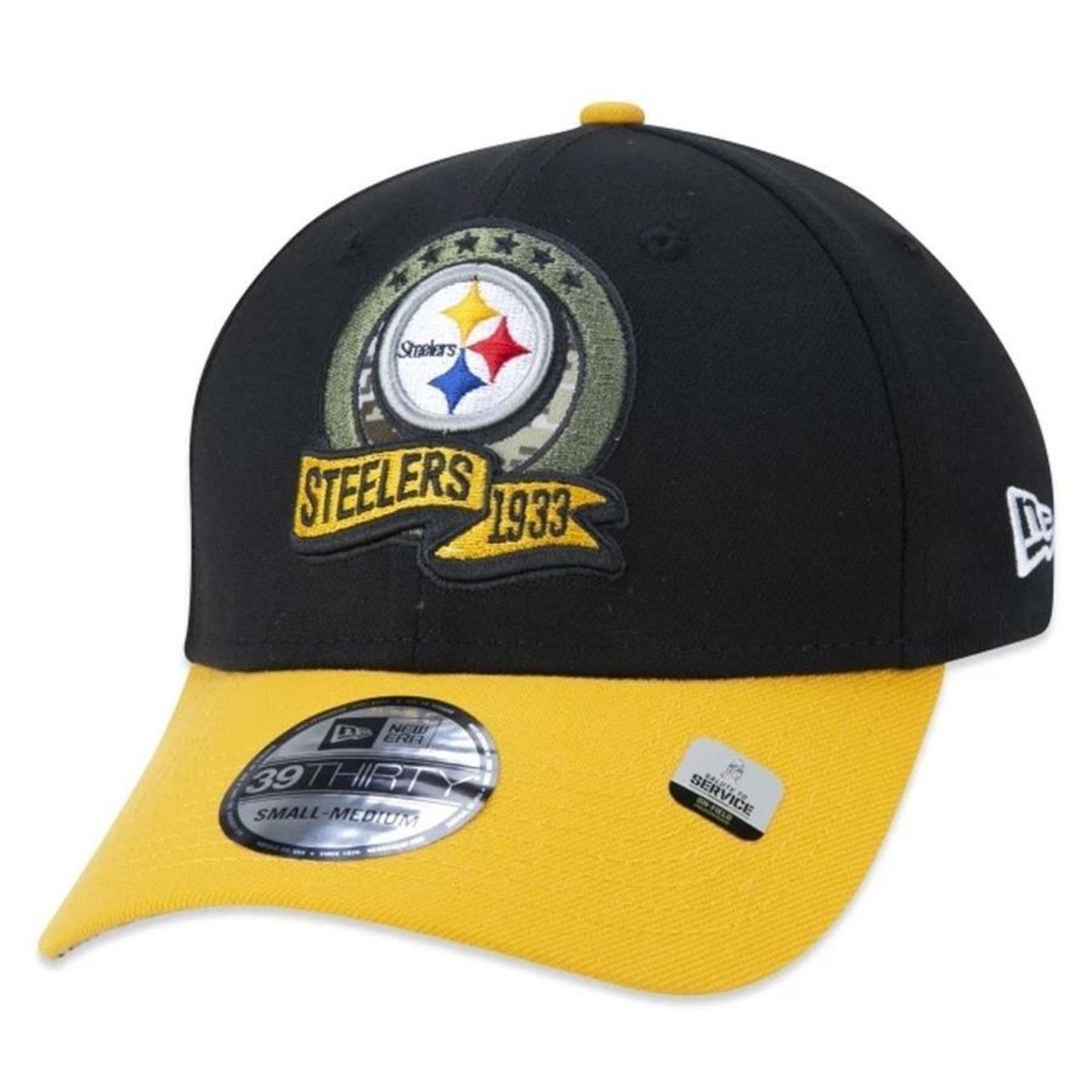 Boné Aba Curva New Era 3930 Pittsburgh Steelers Salute To Service - Fechado - Adulto - Foto 1