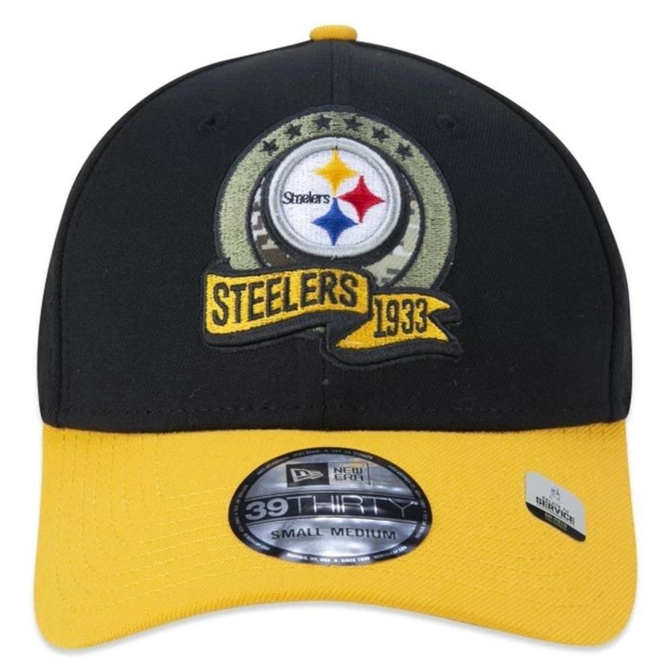 Boné Aba Curva New Era 3930 Pittsburgh Steelers Salute To Service - Fechado - Adulto - Foto 3