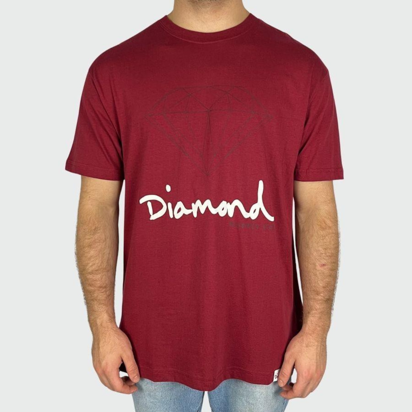 Camiseta Diamond Og Sign Burgundy - Masculina - Foto 1