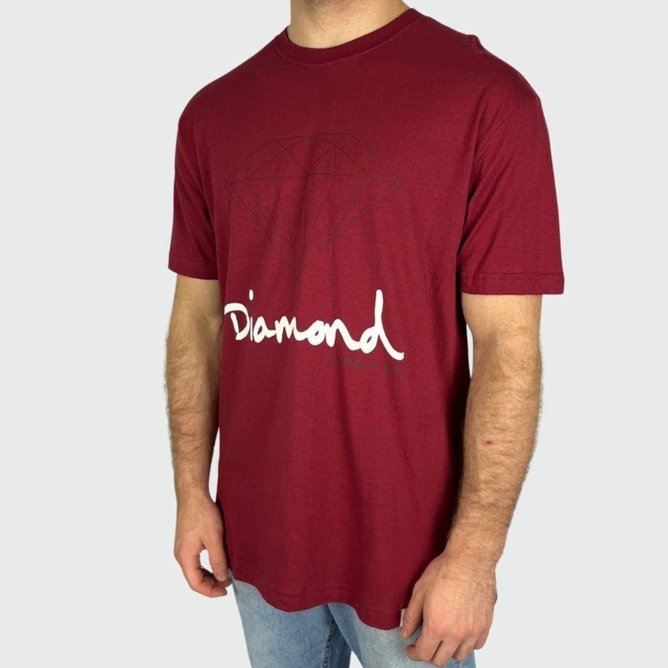 Camiseta Diamond Og Sign Burgundy - Masculina - Foto 2