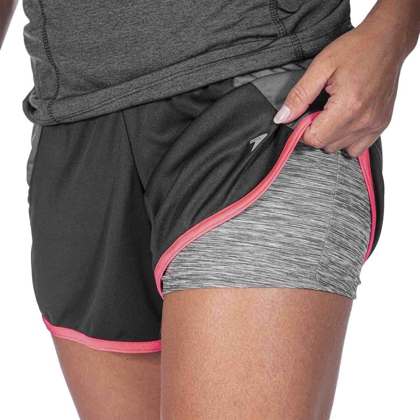 Shorts Running Poker com Bermuda Interna Cherry - Feminino - Foto 2