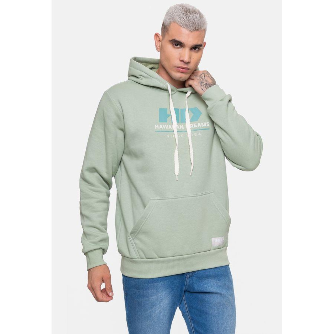 Blusão de Moletom com Capuz Hd Basic Azeitona - Hd - Masculino - Foto 4