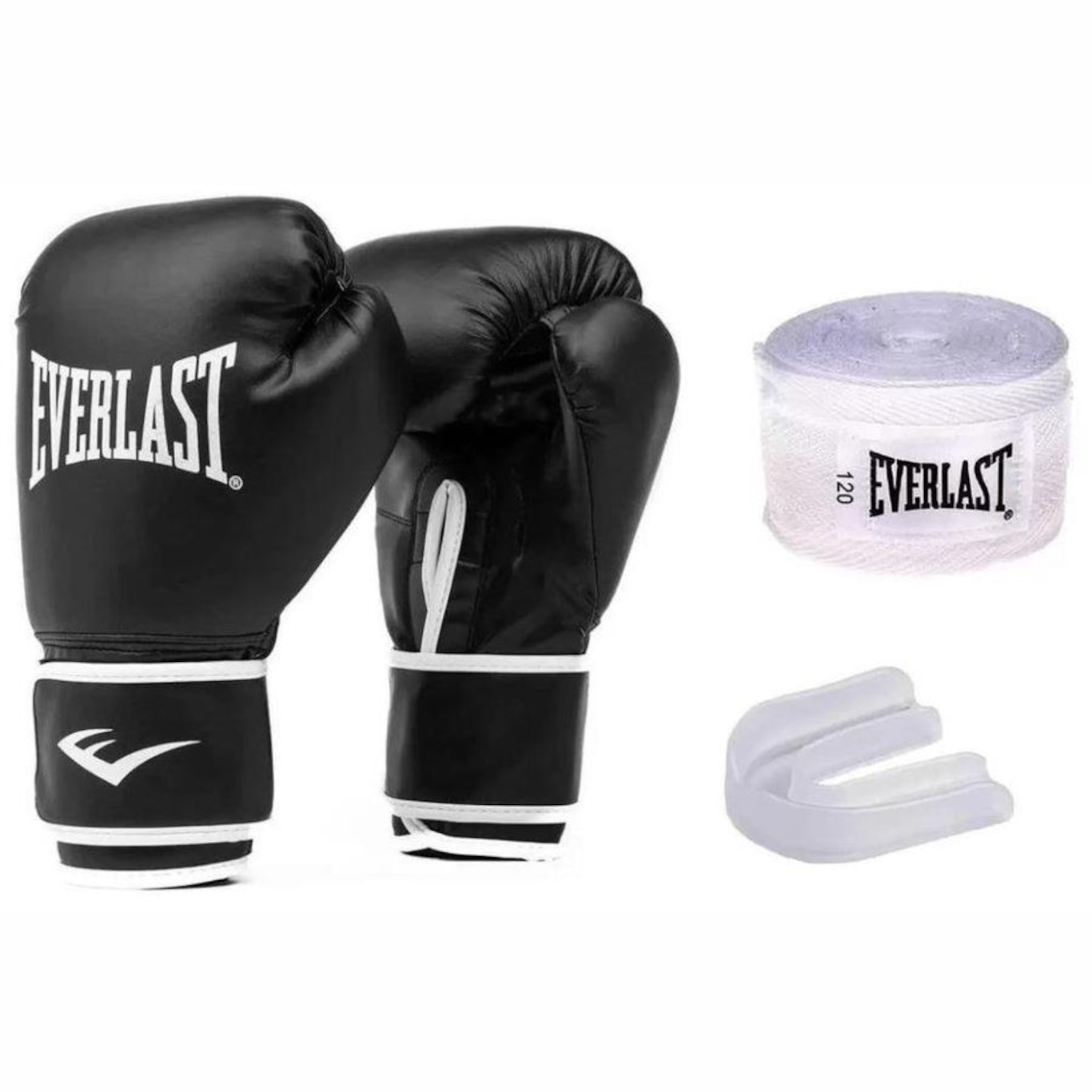 Kit Luvas Treino Boxe Muay Thai Everlast Core Bandagem Bucal - Foto 1