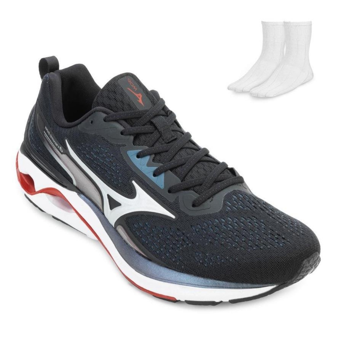 Kit Tênis Mizuno Wave Dynasty 6 + Meia - Masculino - Foto 1