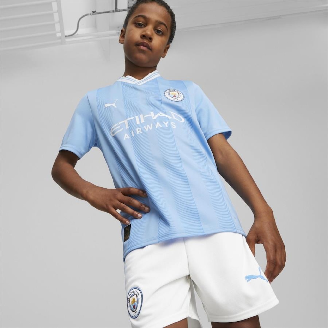 Camisa Manchester City 23/24 Home Jersey Puma - Infantil - Foto 1