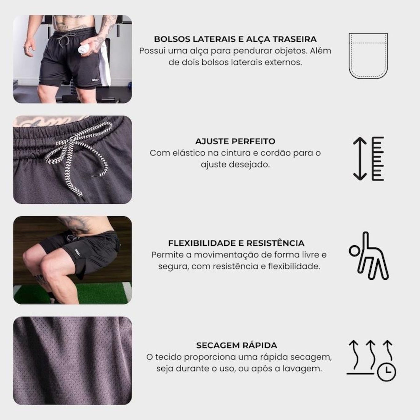 Kit Dagg: Camiseta Academia Respirável + Bermuda Esportiva 2 em 1 Shorts Calção - Masculino - Foto 2