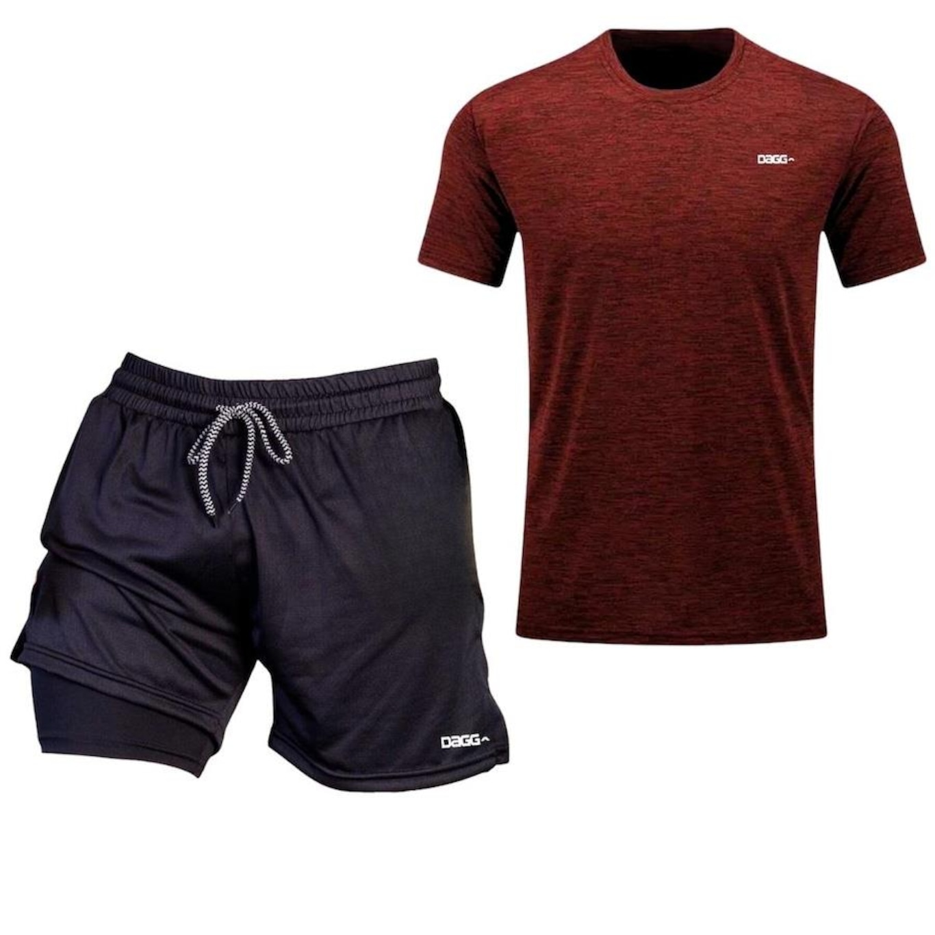 Kit Dagg: Camiseta Academia Respirável + Bermuda Esportiva 2 em 1 Shorts Calção - Masculino - Foto 1