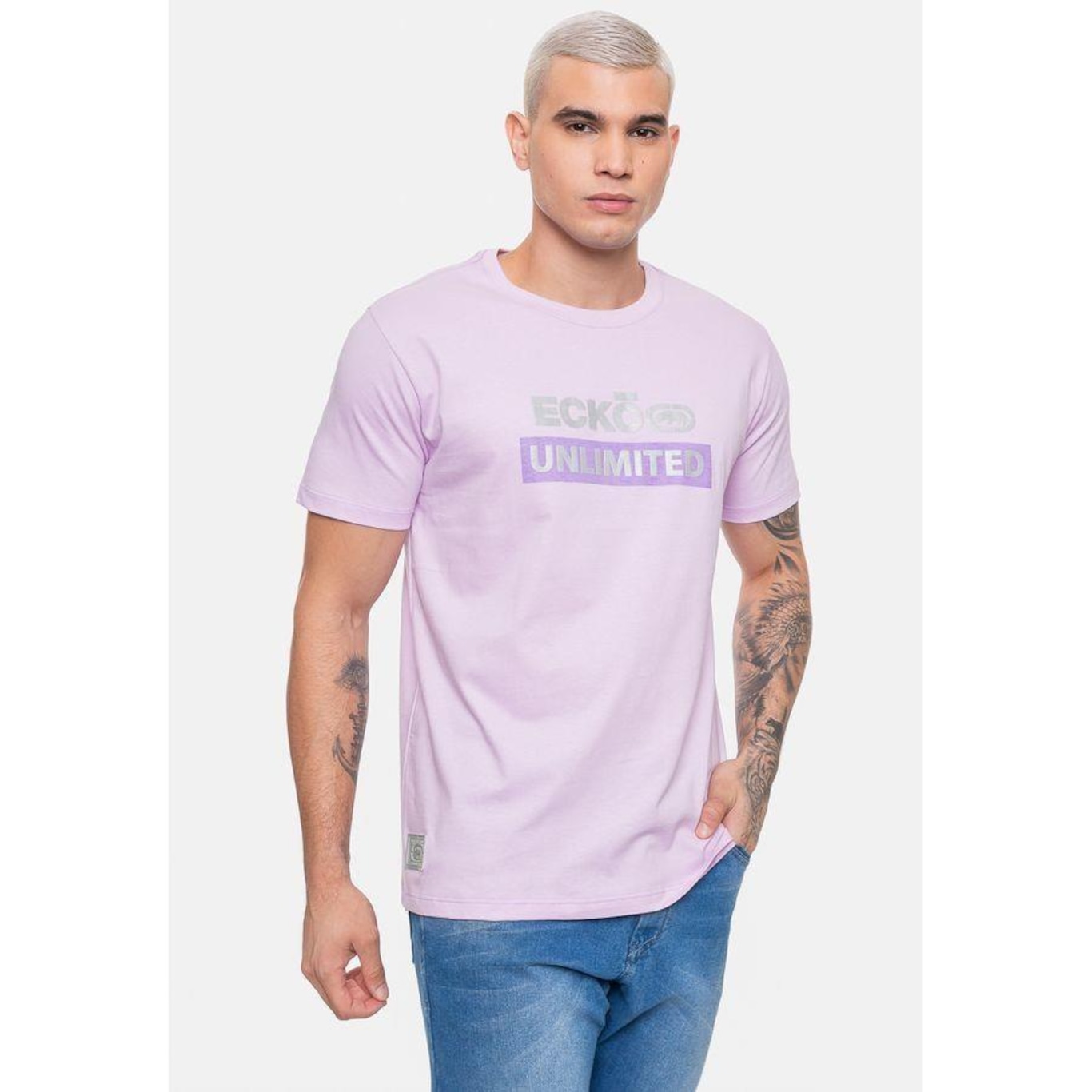 Camiseta Ecko Masculina Flat Rhino Lilás Gentle - Ecko - Masculino - Foto 2