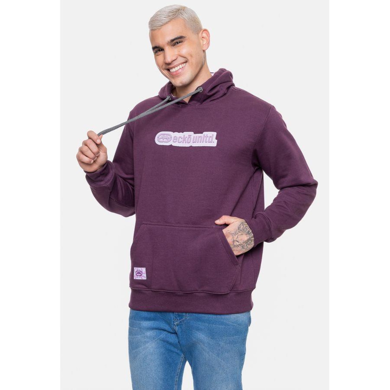 Blusão de Moletom com Capuz Ecko Fashion Basic Rubber Mid Plum - Masculino - Foto 4