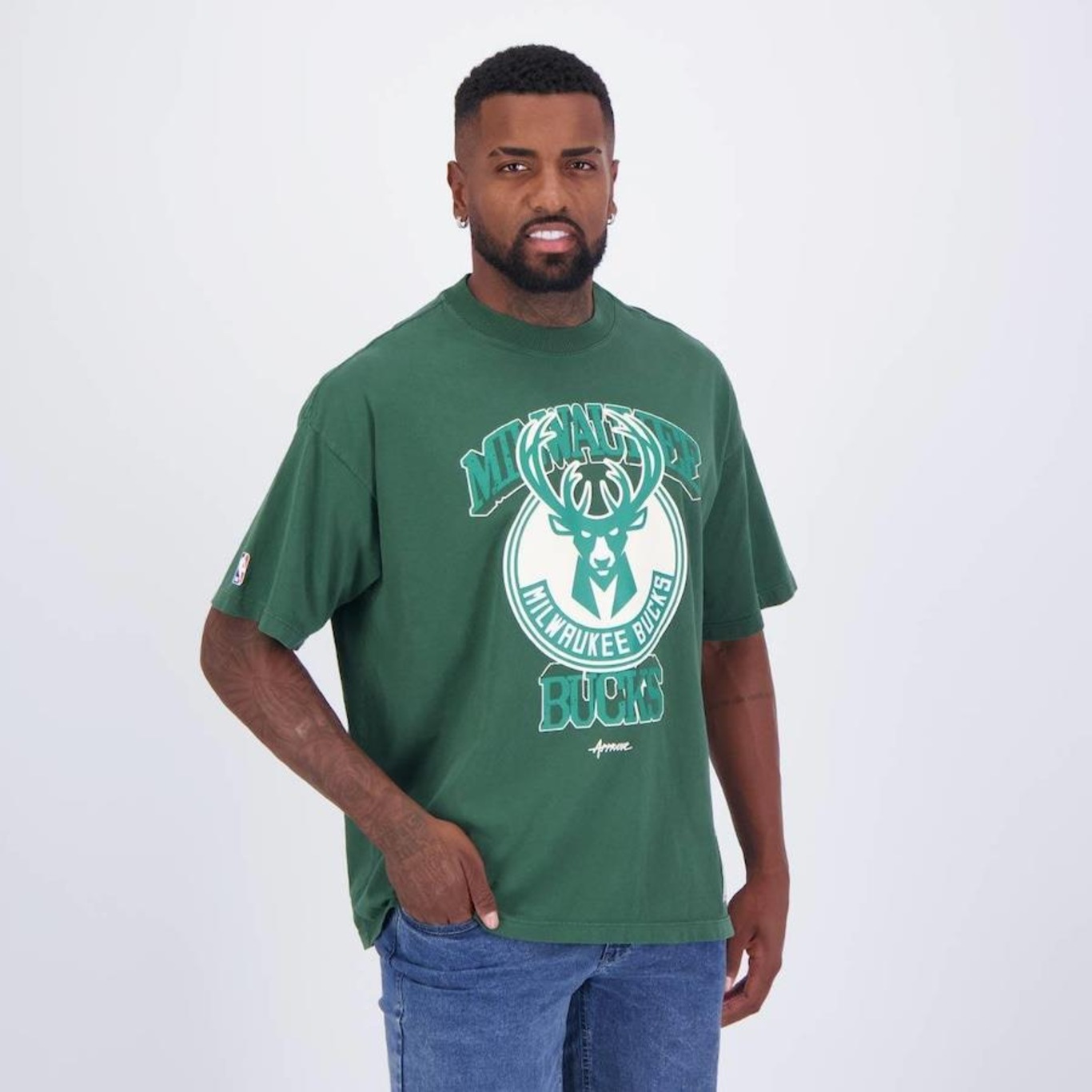 Camiseta Approve Over New Nba Bucks - Unissex - Foto 2