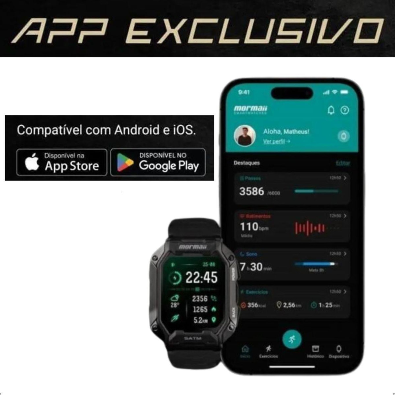 Relógio Smartwatch Mormaii Resistente 5ATm - Unissex - Foto 6