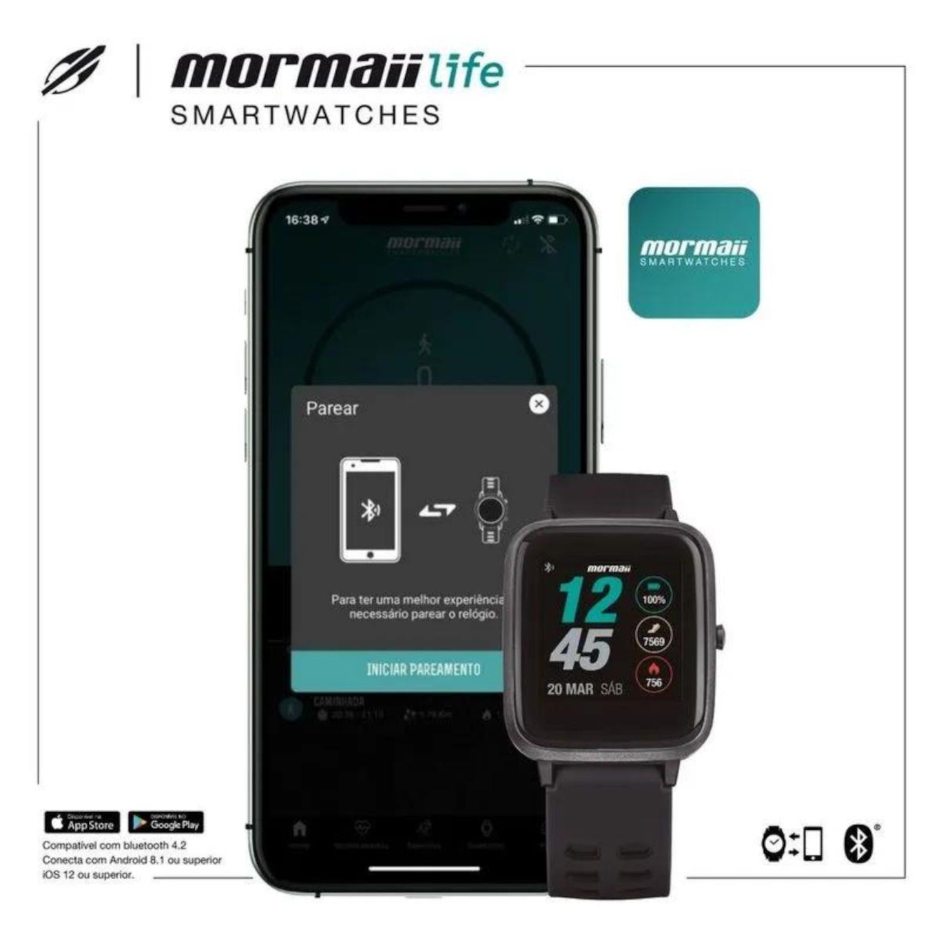 Relógio Smarthwatch Mormaii Life Bluetooth 5ATM - Unissex - Foto 5