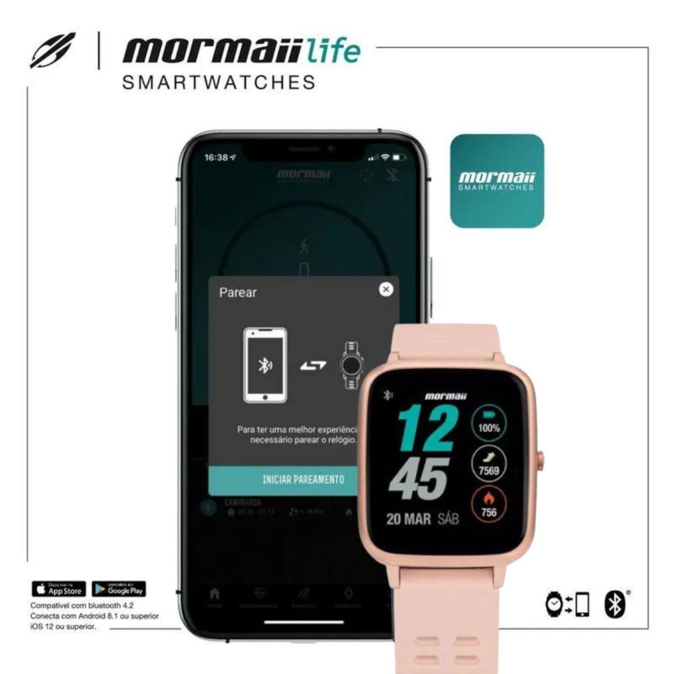 Relógio Smarthwatch Mormaii Life Bluetooth 5ATM - Unissex - Foto 5