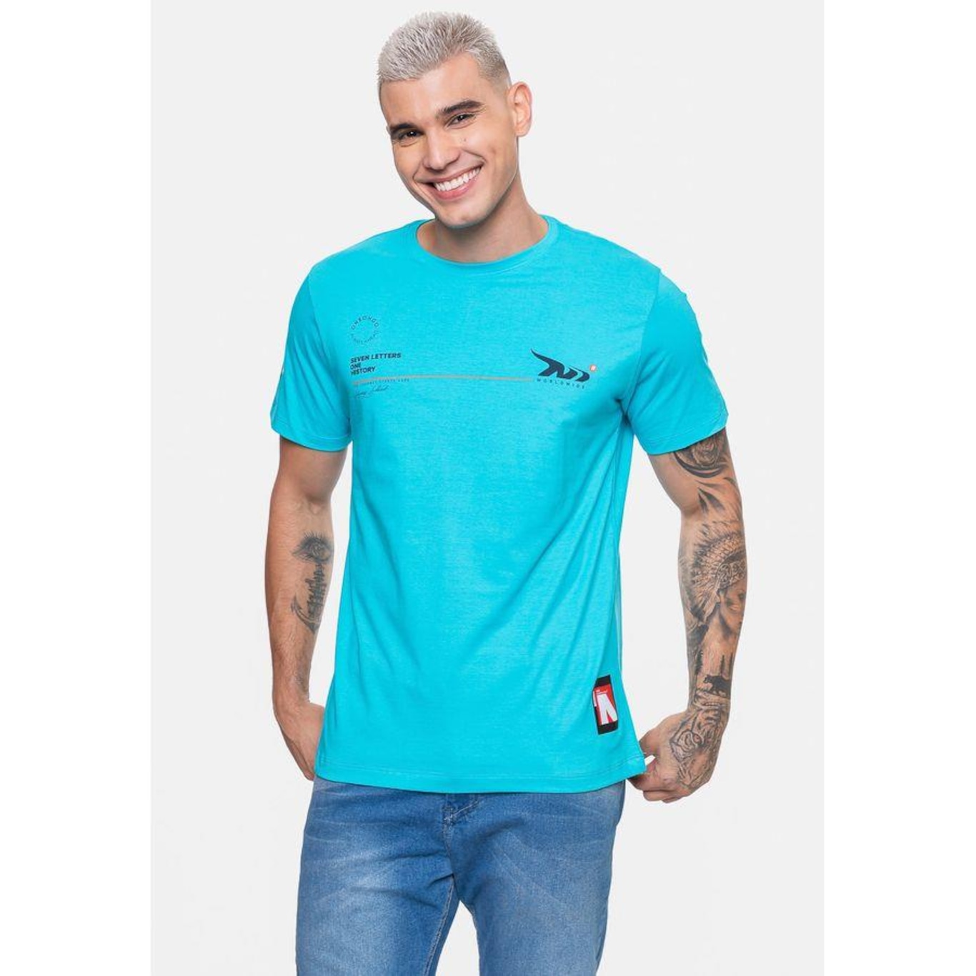 Camiseta Onbongo Turquesa - Masculina - Foto 4