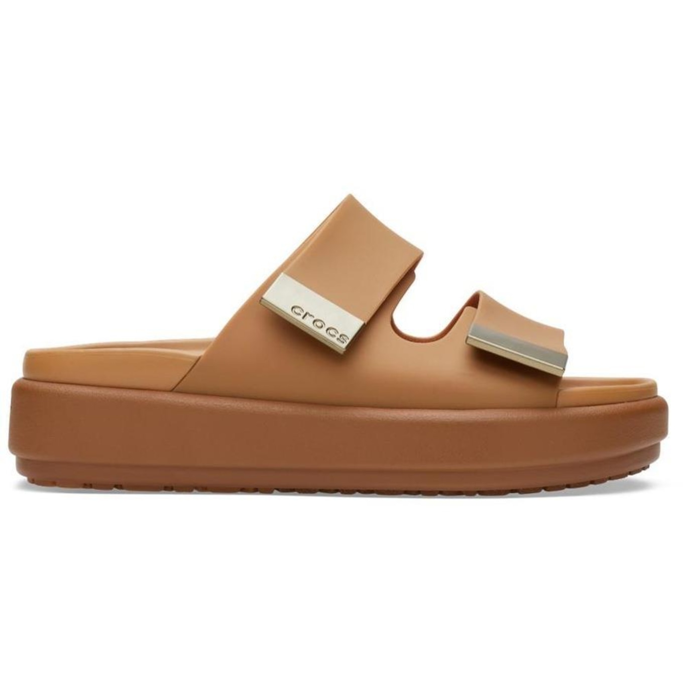 Sandália Crocs Brooklyn Luxe Sandal Tan/Tan - Feminino - Foto 1