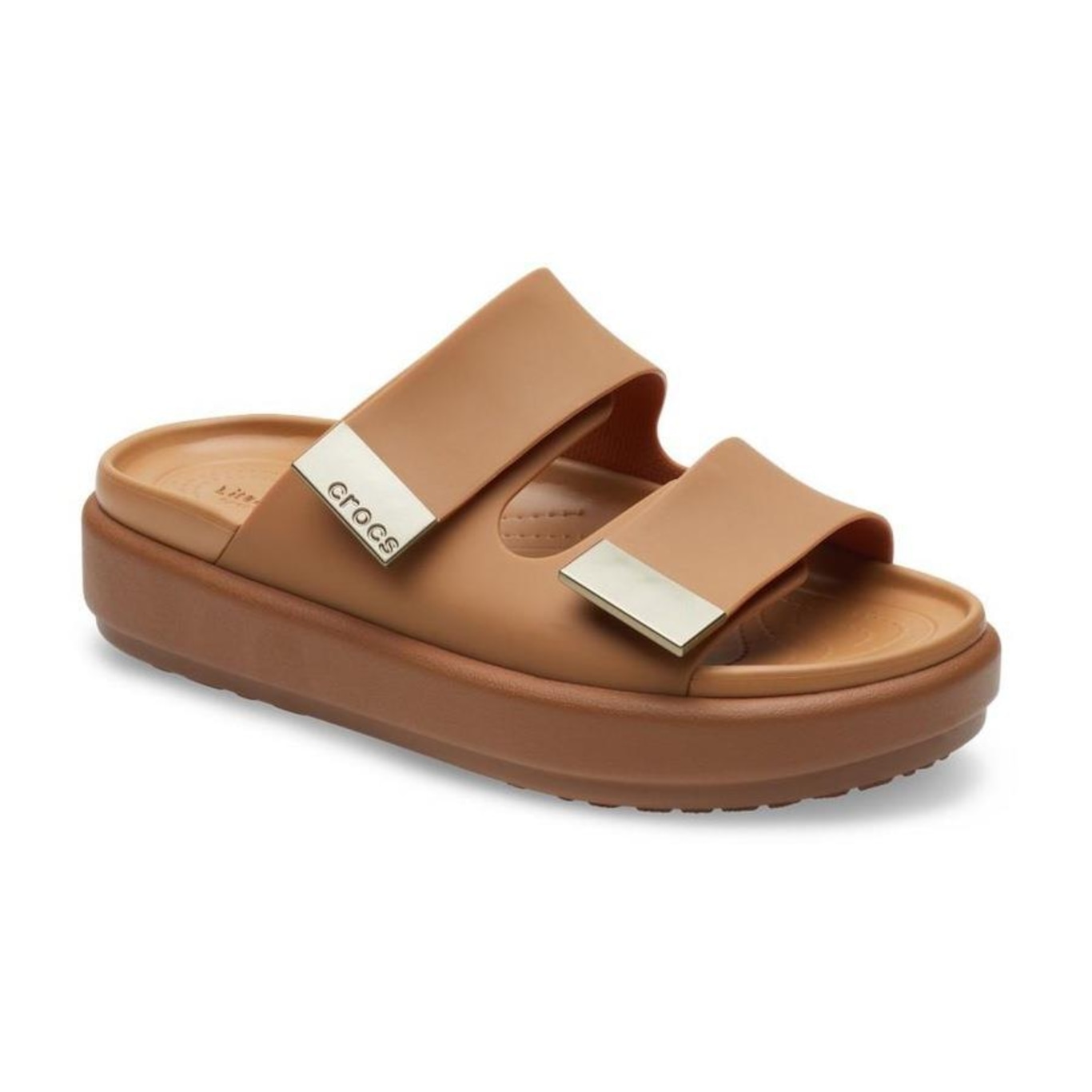 Sandália Crocs Brooklyn Luxe Sandal Tan/Tan - Feminino - Foto 2