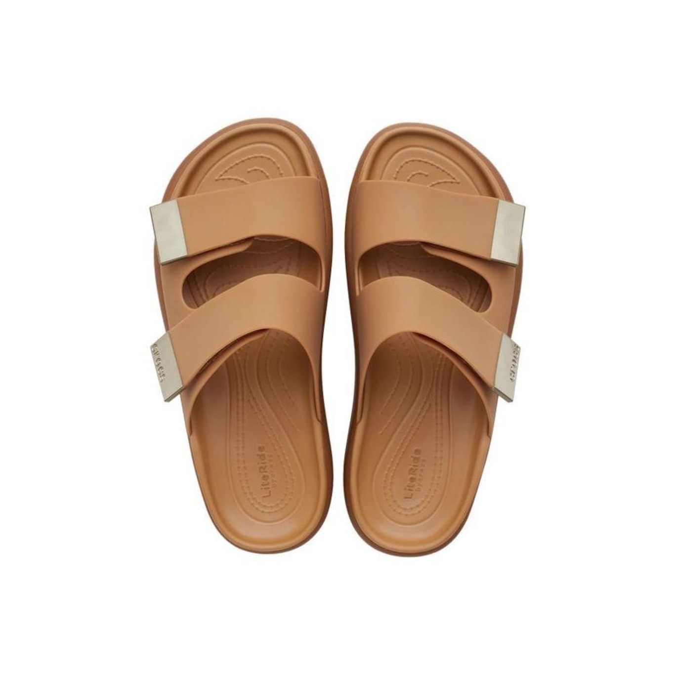 Sandália Crocs Brooklyn Luxe Sandal Tan/Tan - Feminino - Foto 4