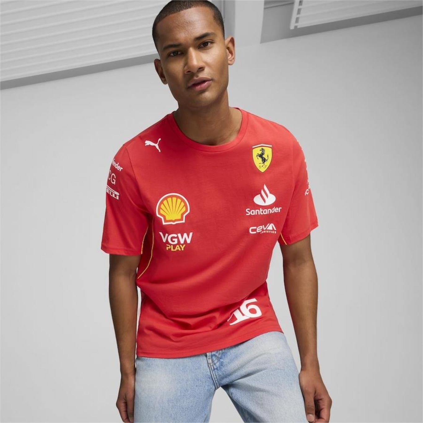 Camiseta Puma Scuderia Ferrari Leclerc - Masculina - Foto 3