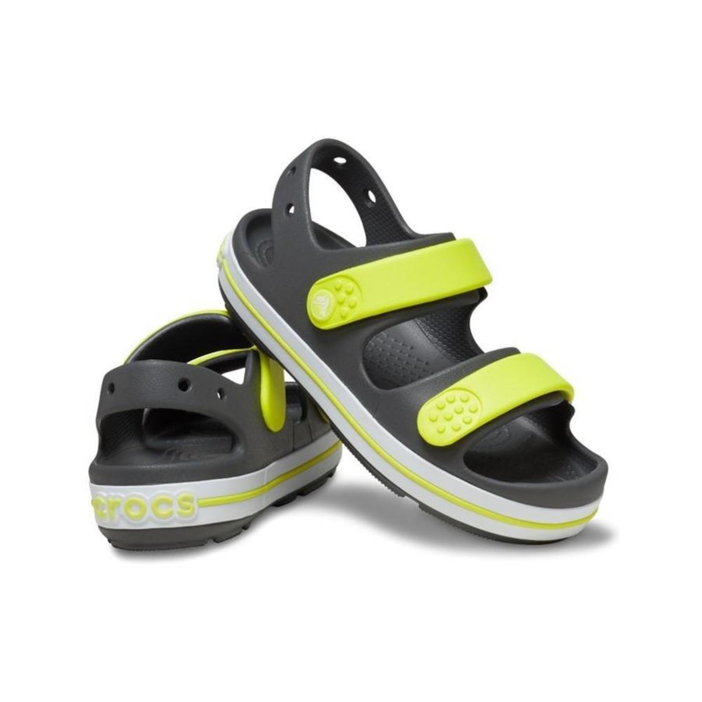 Sandália Crocs Crocband Cruiser Sandal K Slate - Infantil - Foto 4