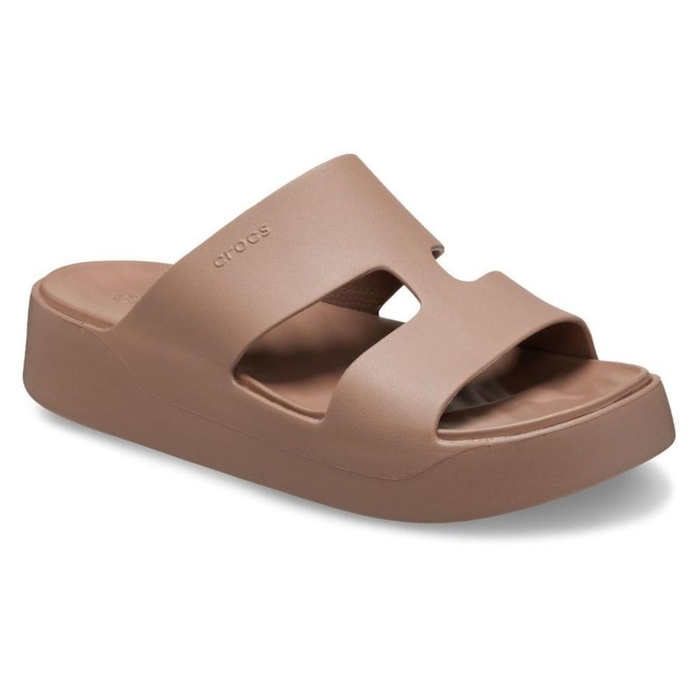 Sandália Crocs Getaway Platform H-Strap Latte - Feminino - Foto 1