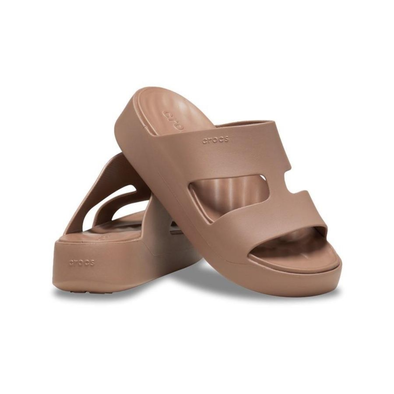 Sandália Crocs Getaway Platform H-Strap Latte - Feminino - Foto 2