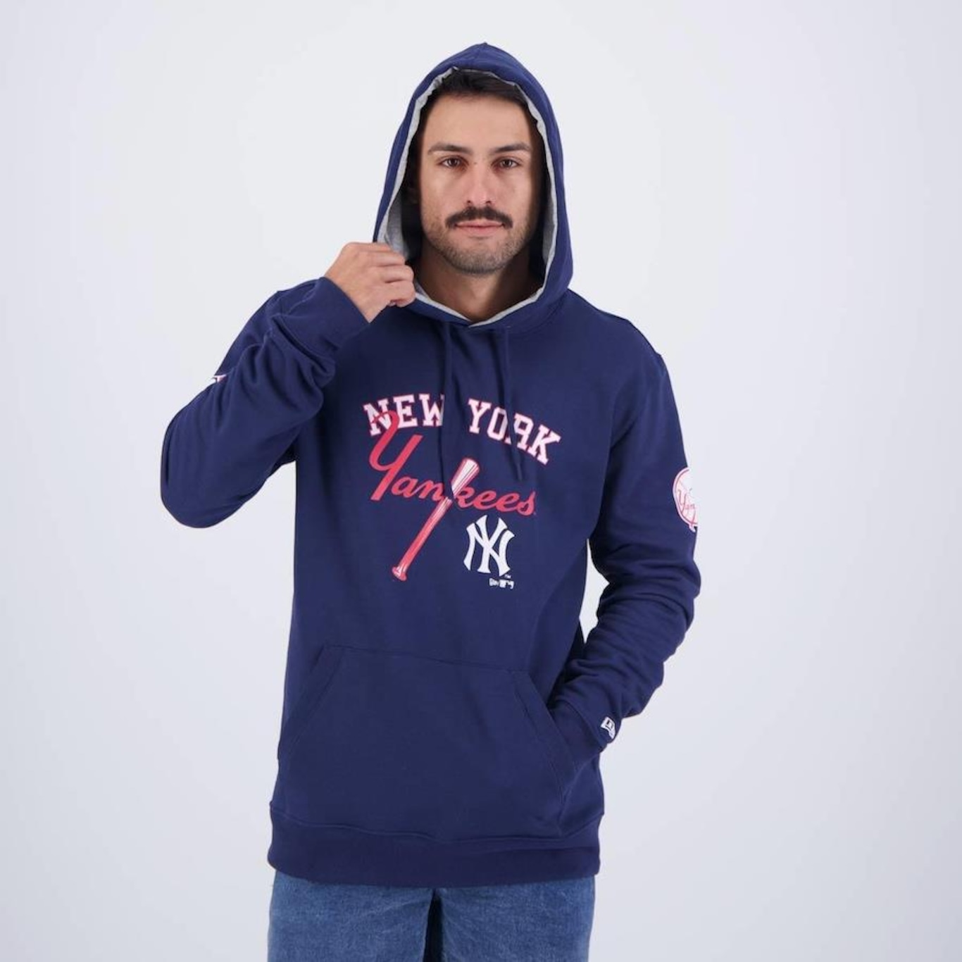 Blusão de Moletom com Capuz New Era Mlb New York Yankees Club House Marinho - Foto 1