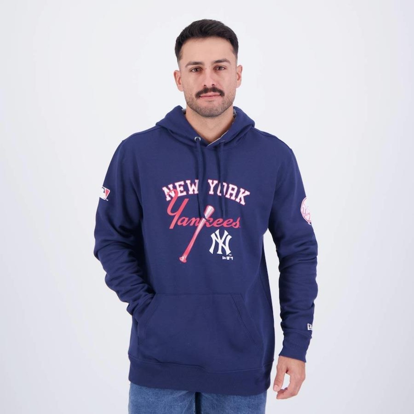 Blusão de Moletom com Capuz New Era Mlb New York Yankees Club House Marinho - Foto 3