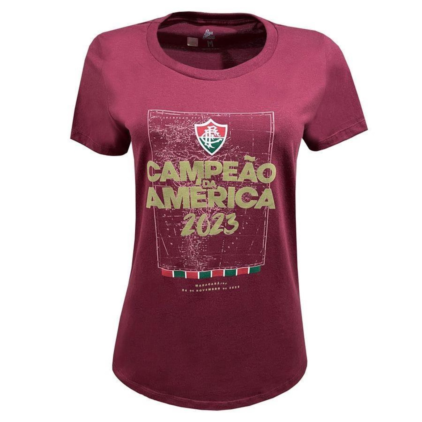 Camiseta Fluminense Campeão da América Grená Liga Retrô - Feminina - Foto 1