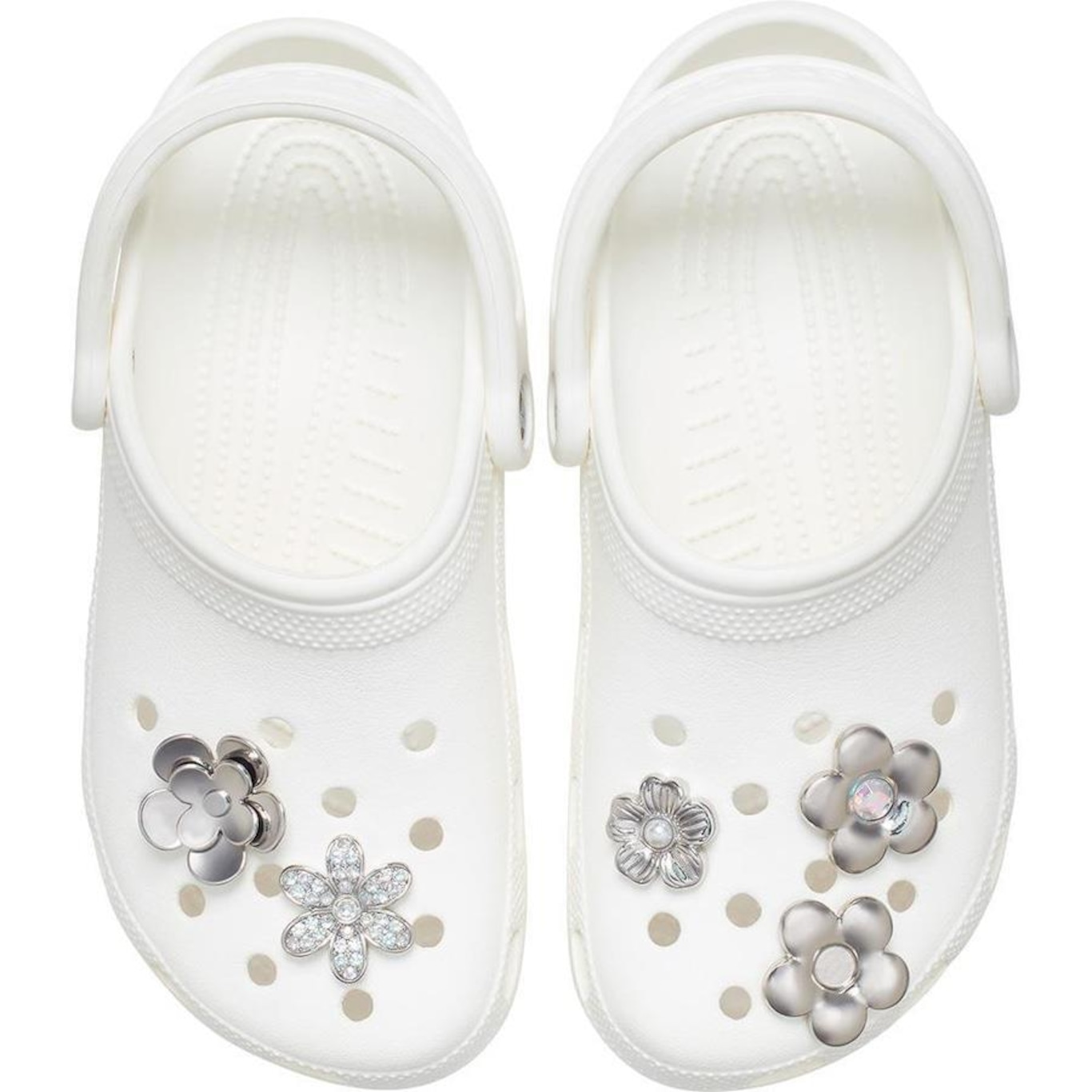 Jibbitz? Crocs Flores Prateadas Pack com 5 Peças - Foto 2