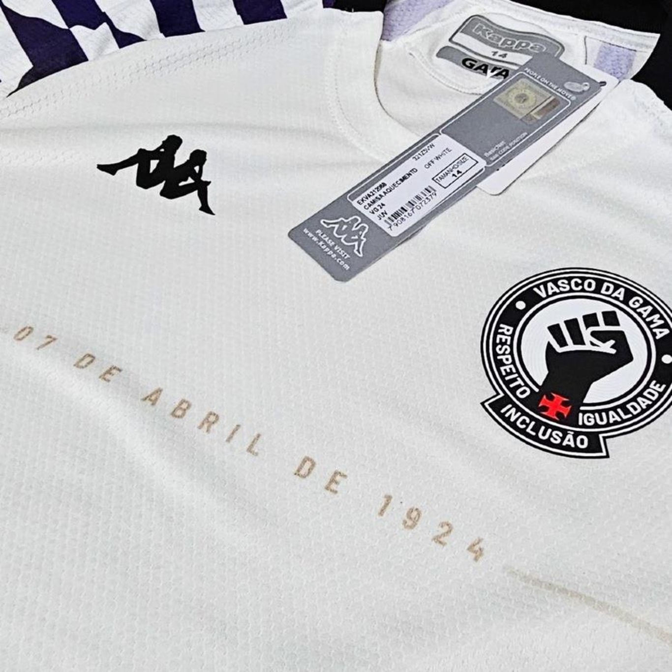 Camisa Vasco da Gama Kappa 2024 Aquecimento - Infantil - Foto 2