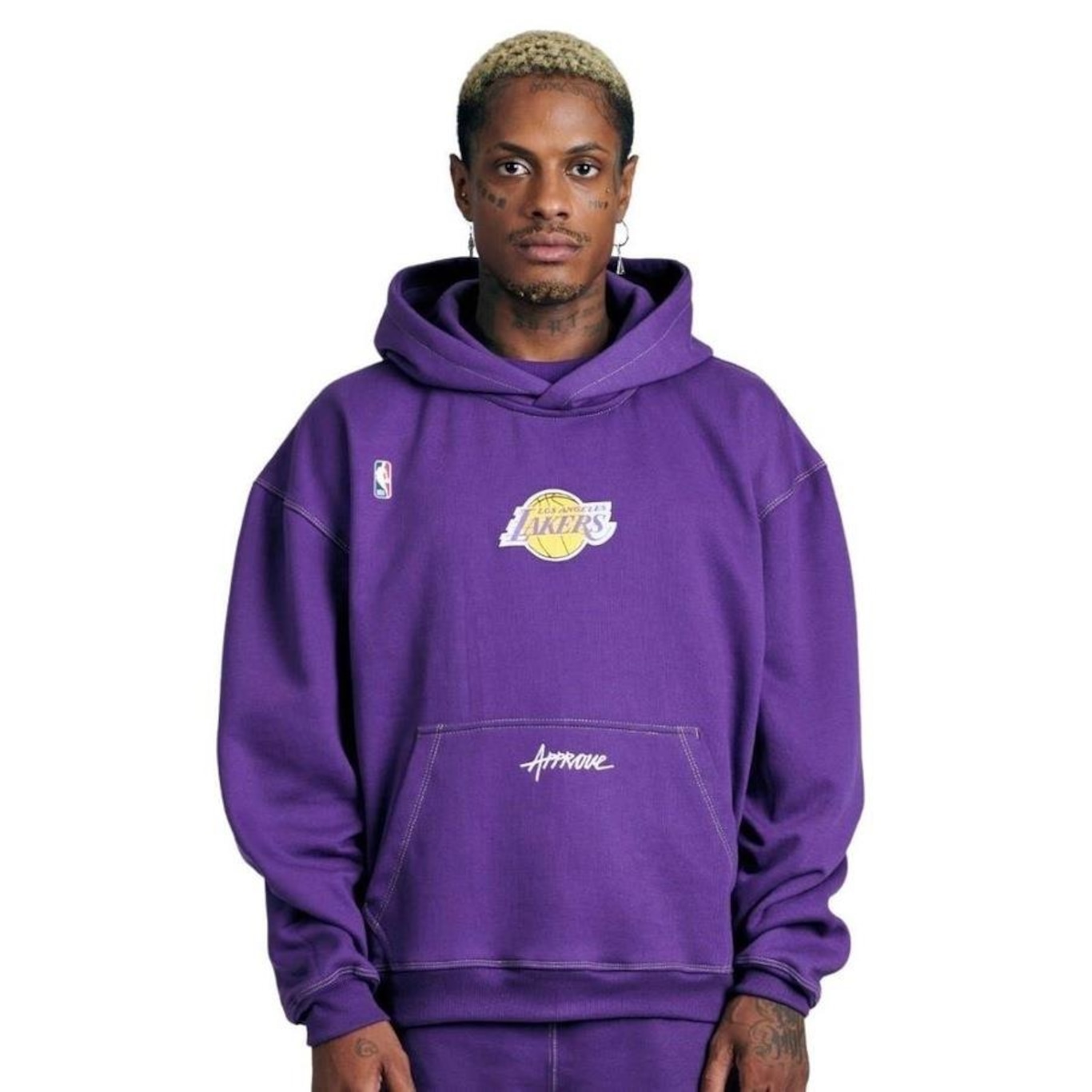 Blusão de Moletom Oversized Approve X Nba Lakers - Masculino - Foto 1