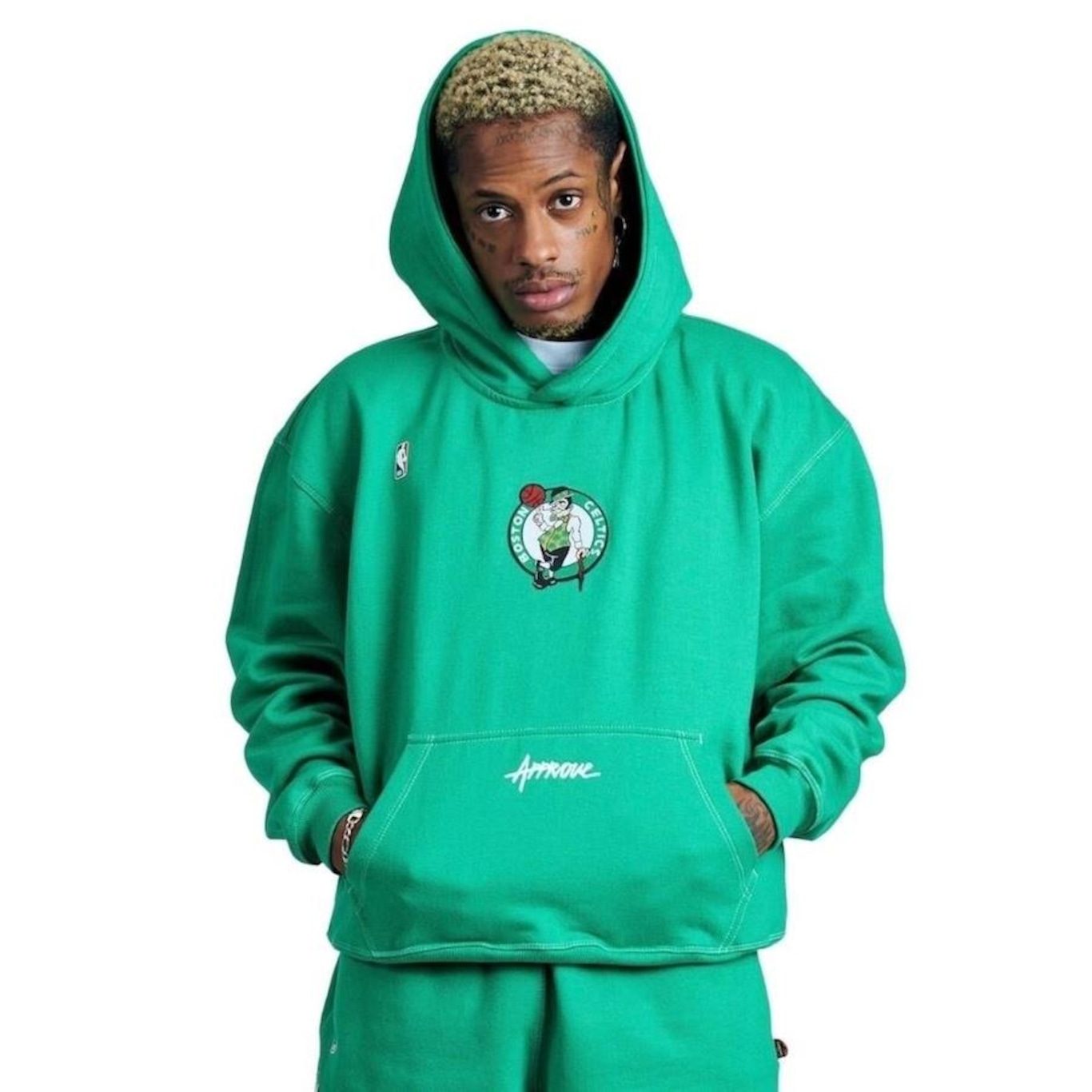 Blusão de Moletom Approve X Nba Boston Celtics Oversized - Masculino - Foto 1