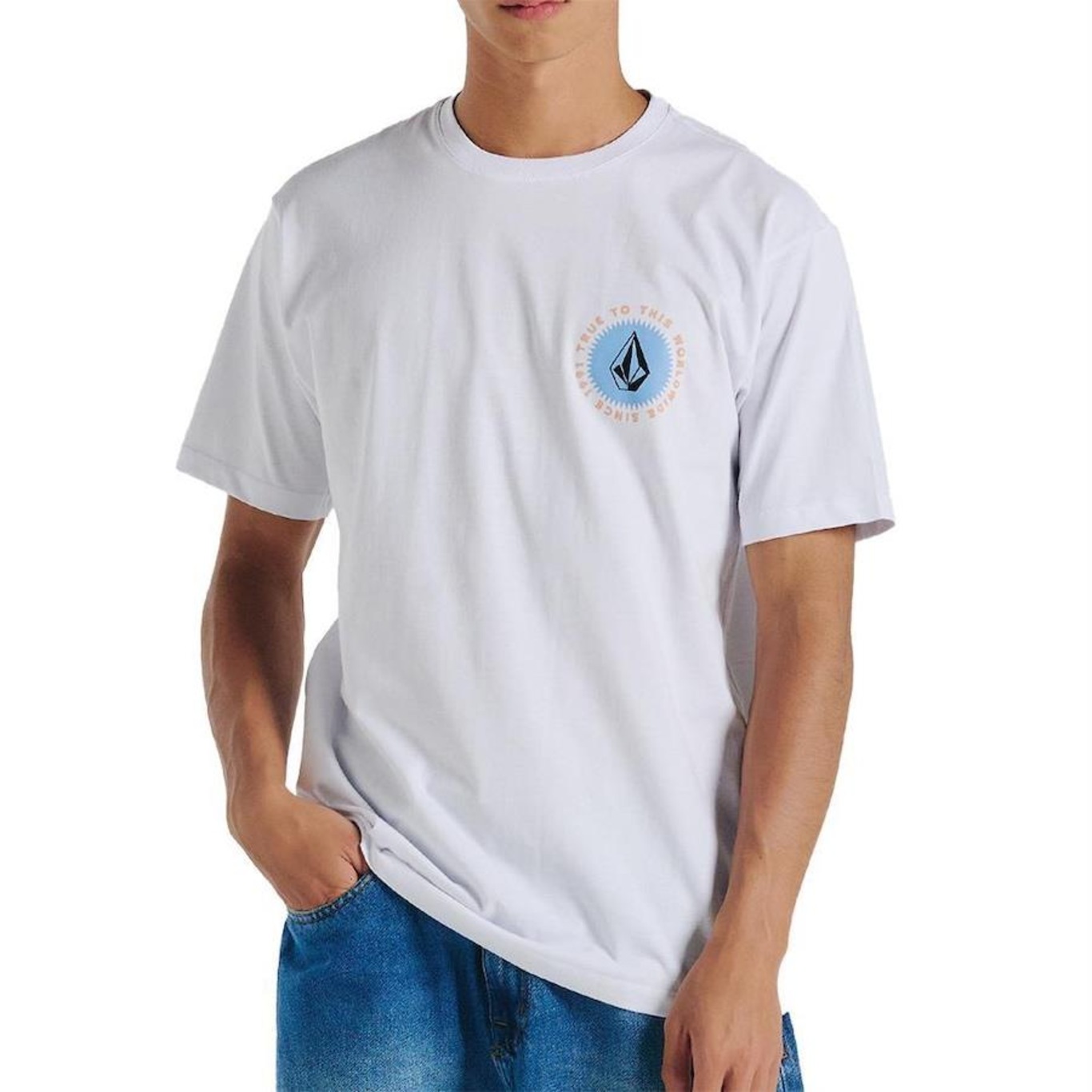 Camiseta Volcom Shaped Up Wt24 Masculina Branco - Foto 1