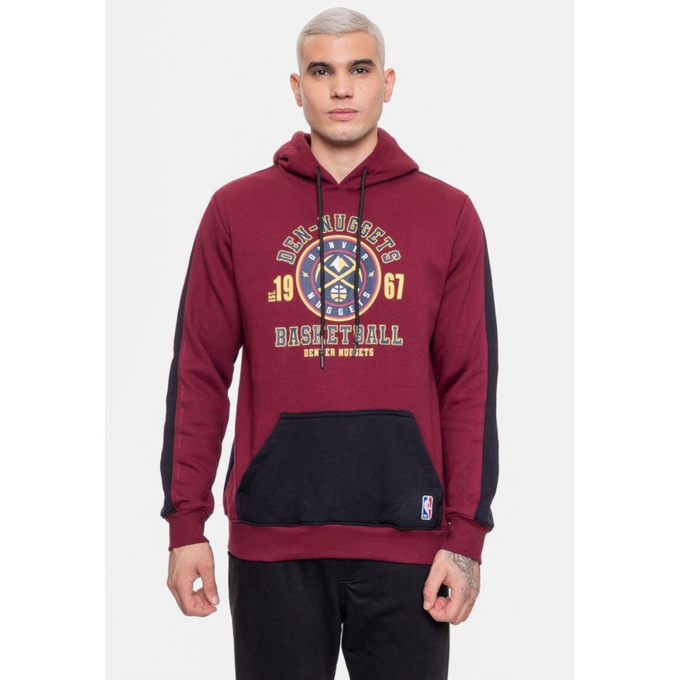 Blusão de Moletom com Capuz Nba Team Town Denver Nuggets Cabernet - Masculino - Foto 1