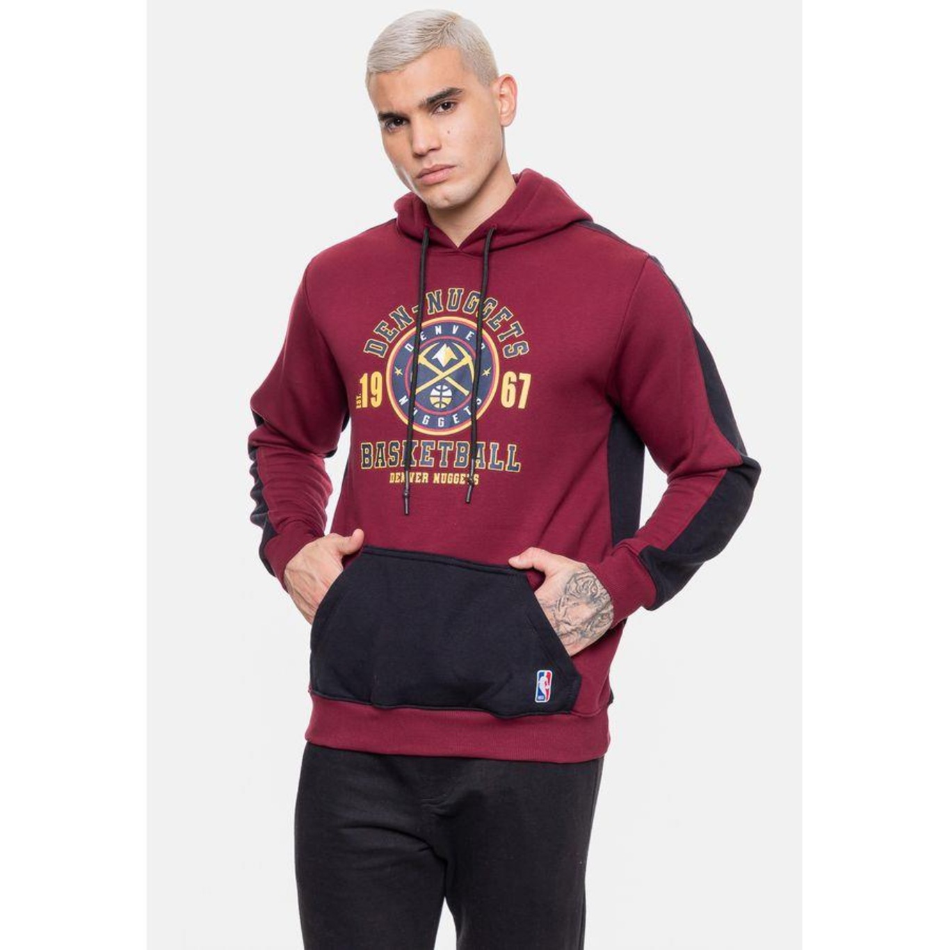 Blusão de Moletom com Capuz Nba Team Town Denver Nuggets Cabernet - Masculino - Foto 4