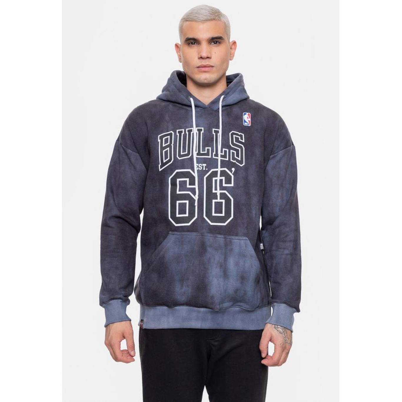 Blusão de Moletom com Capuz Nba Marblend Chicago Bulls - Masculino - Foto 1