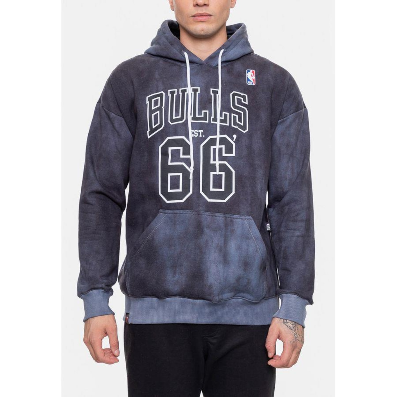 Blusão de Moletom com Capuz Nba Marblend Chicago Bulls - Masculino - Foto 3