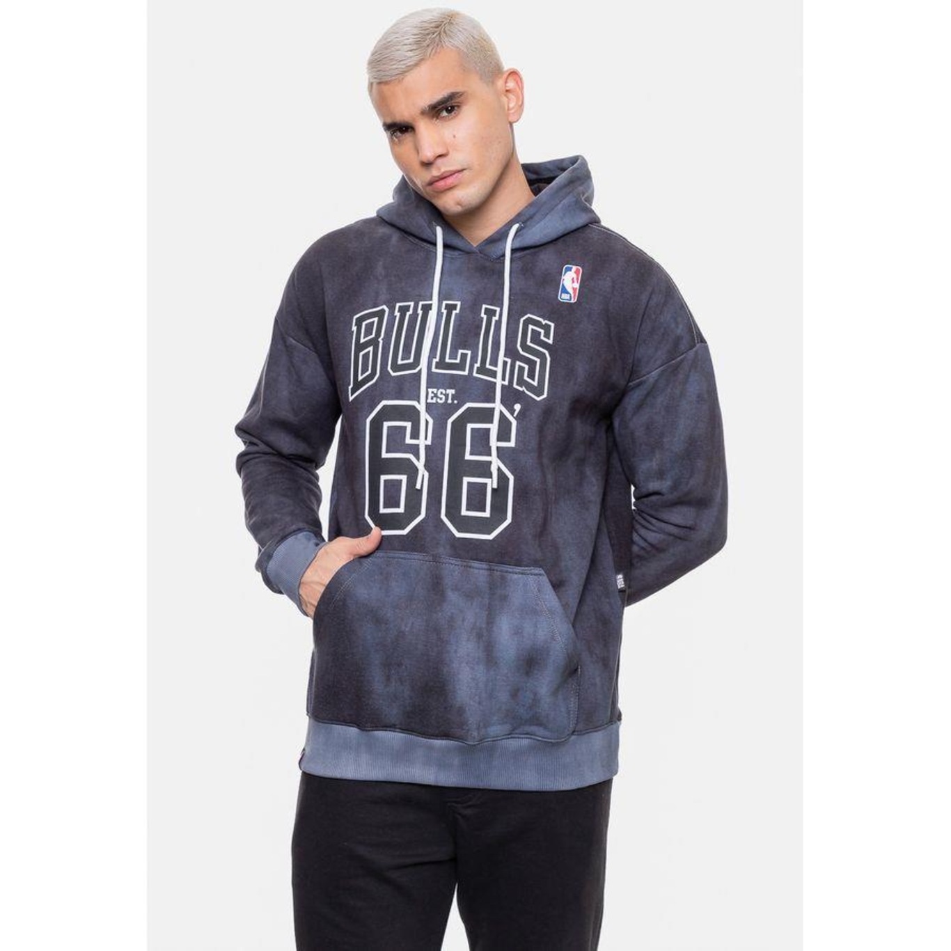 Blusão de Moletom com Capuz Nba Marblend Chicago Bulls - Masculino - Foto 4