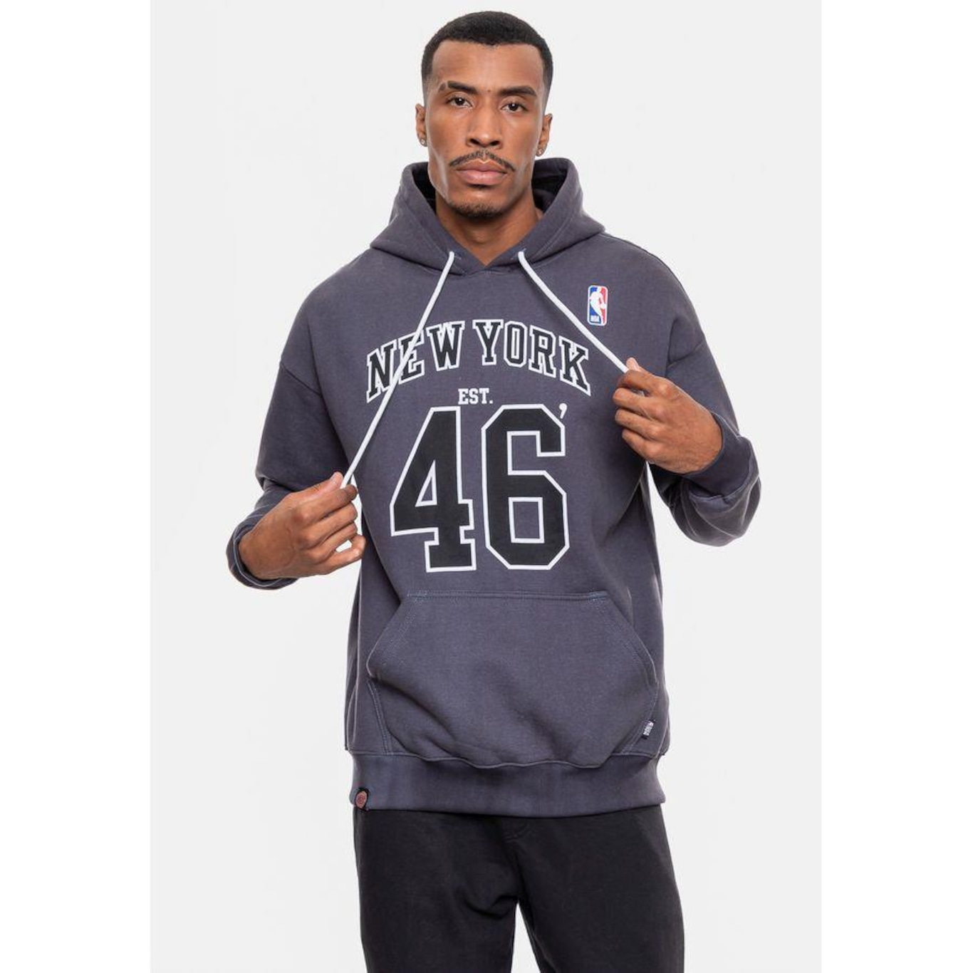 Blusão de Moletom com Capuz Nba Marblend New York Knicks - Masculino - Foto 4