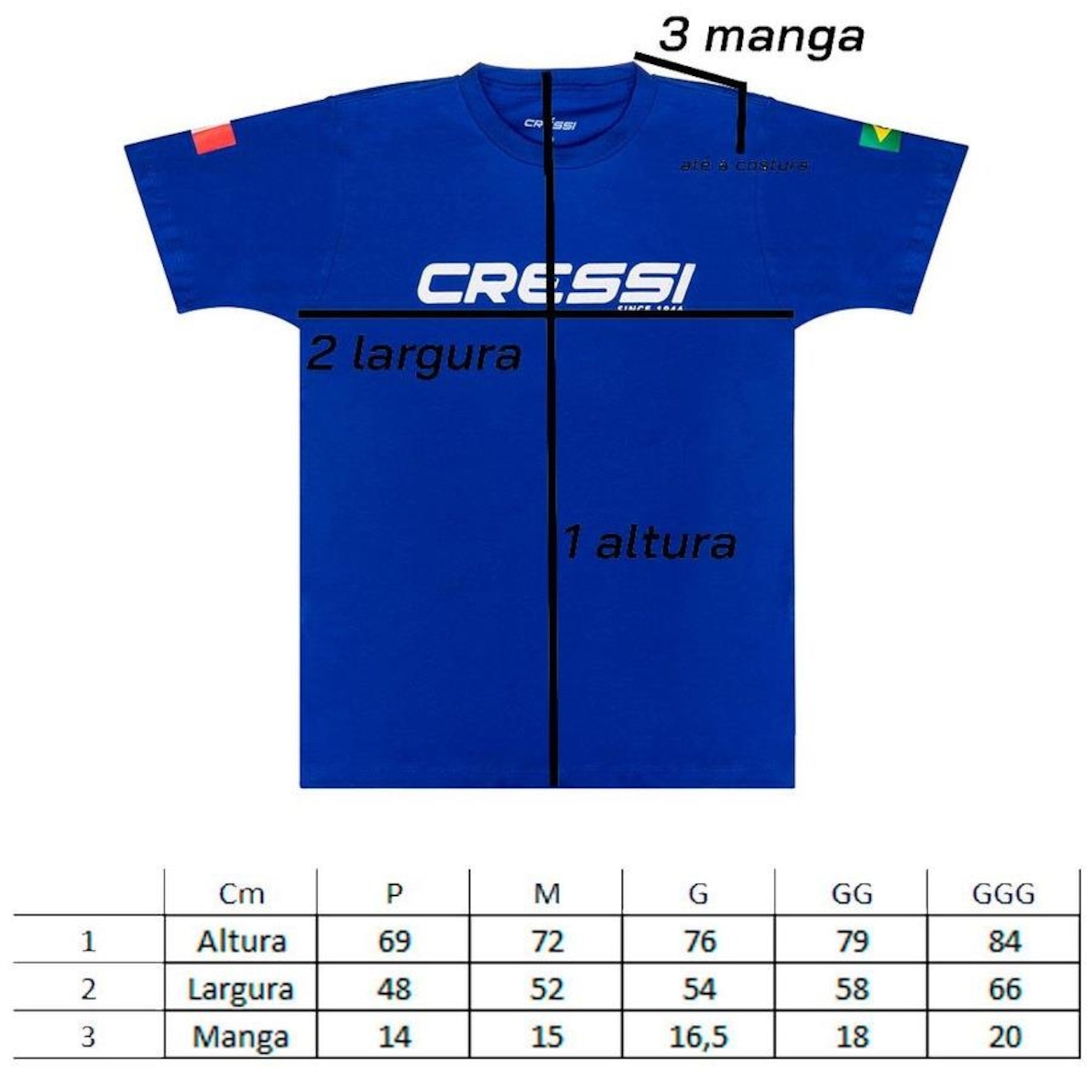 Camiseta de Algodão Cressi Lisa - Masculina - Foto 6