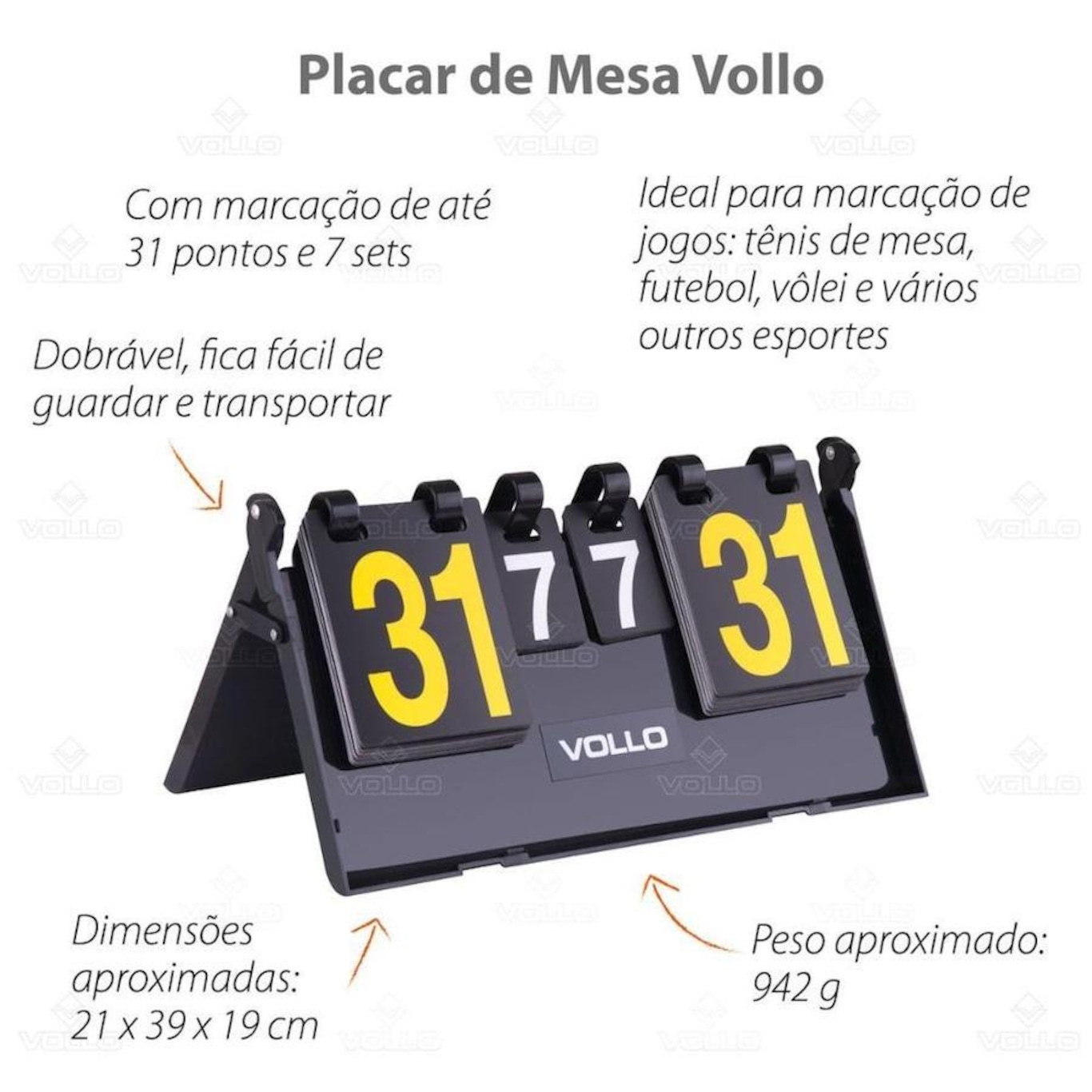 Placar de Mesa Contador Manual Dobravél 31 Pontos 7 Sets - Foto 3