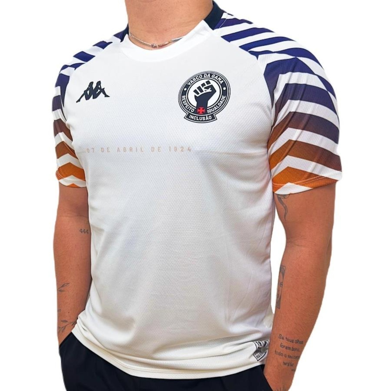 Camisa do Vasco da Gama 2024 Aquecimento Kappa - Masculina - Foto 3