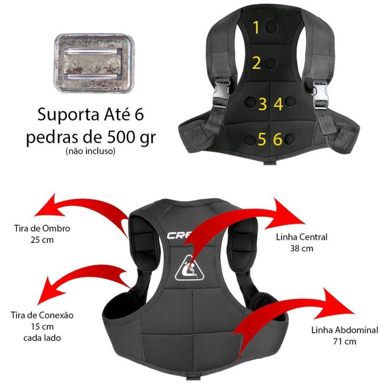 Colete de Neoprene para Lastro Cressi Back Weight - Foto 3